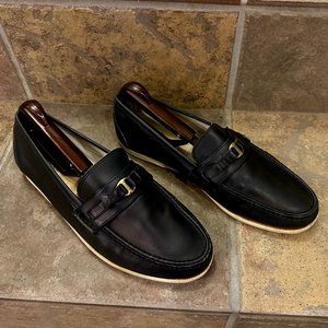 Gucci Men's Leather Loafers Slip On Shoes Size 9 / 42.5M Navy Blue Vintage Rare